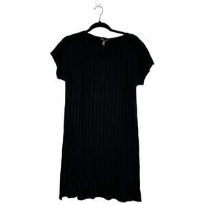 Eileen Fisher Short Sleeve Ribbed Shirt Dress Women's Black Size SP Petite Small